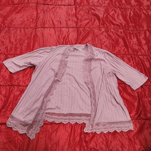 Roman’s Women’s XXL Plus Size Tunic Top Blouse Cardigan Bohemian Purple Pink 2 x - Picture 1 of 7